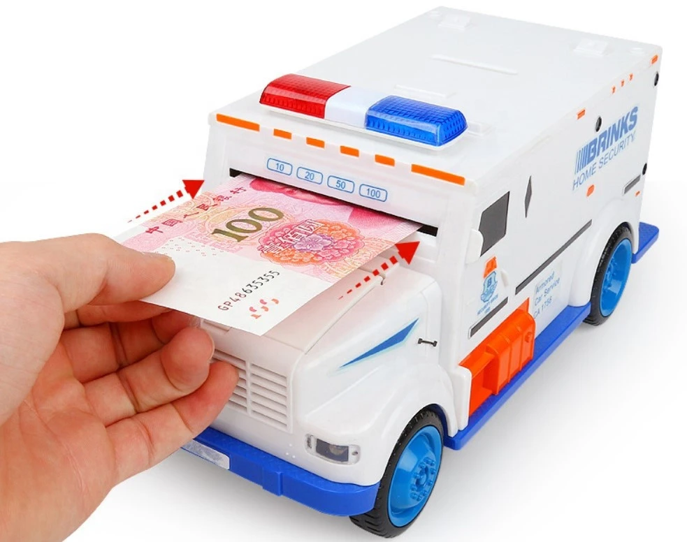 Plastic Electronic lights sound Money Boxes Cute Saving Coin Piggy Bank Securicar Cash Car truck Toy for kids