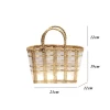 Plastic Woven Tote Bag Contrast Color Striped Hand-Carrying Basket Straw Bags Transparent PVC Beach Handwoven Handbags for Women