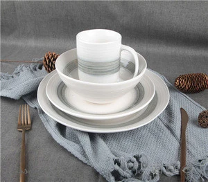 Popular 16pcs ceramic restaurant plates set tableware home brand dinnerware