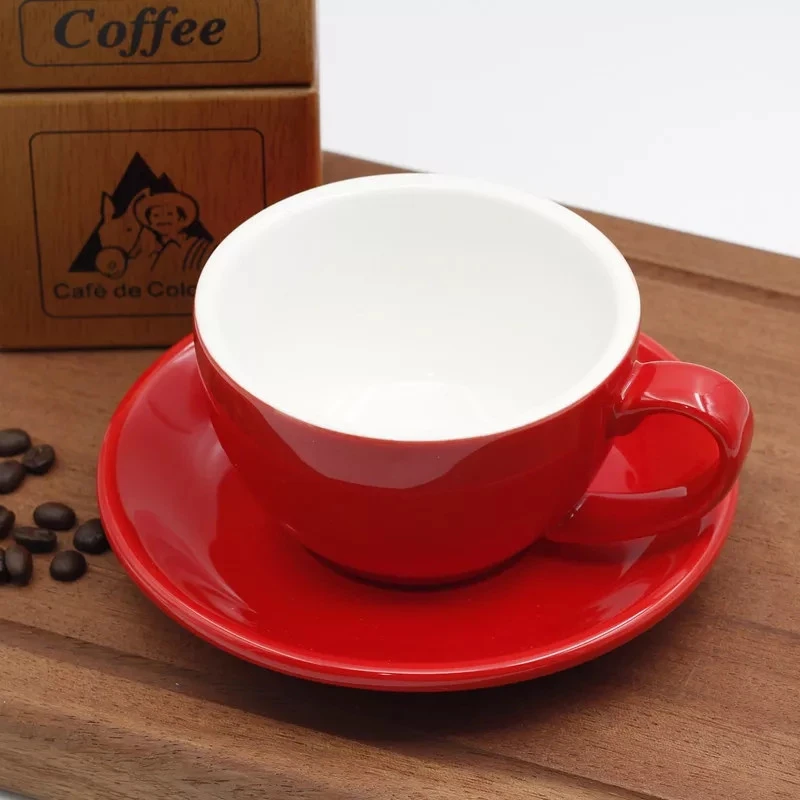Porcelain Cappuccino Cups with Saucers for Specialty Coffee Drinks