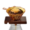 Pour Over Coffee Dripper Station v60 coffee filter with Wooden Base Holder Wood Coffee Filter Stand