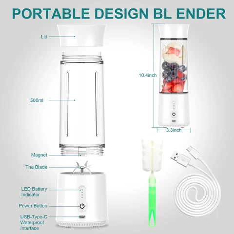 Powerful 500ml Blender Juice Travel  Portable USB Blender juicer portable blender usb