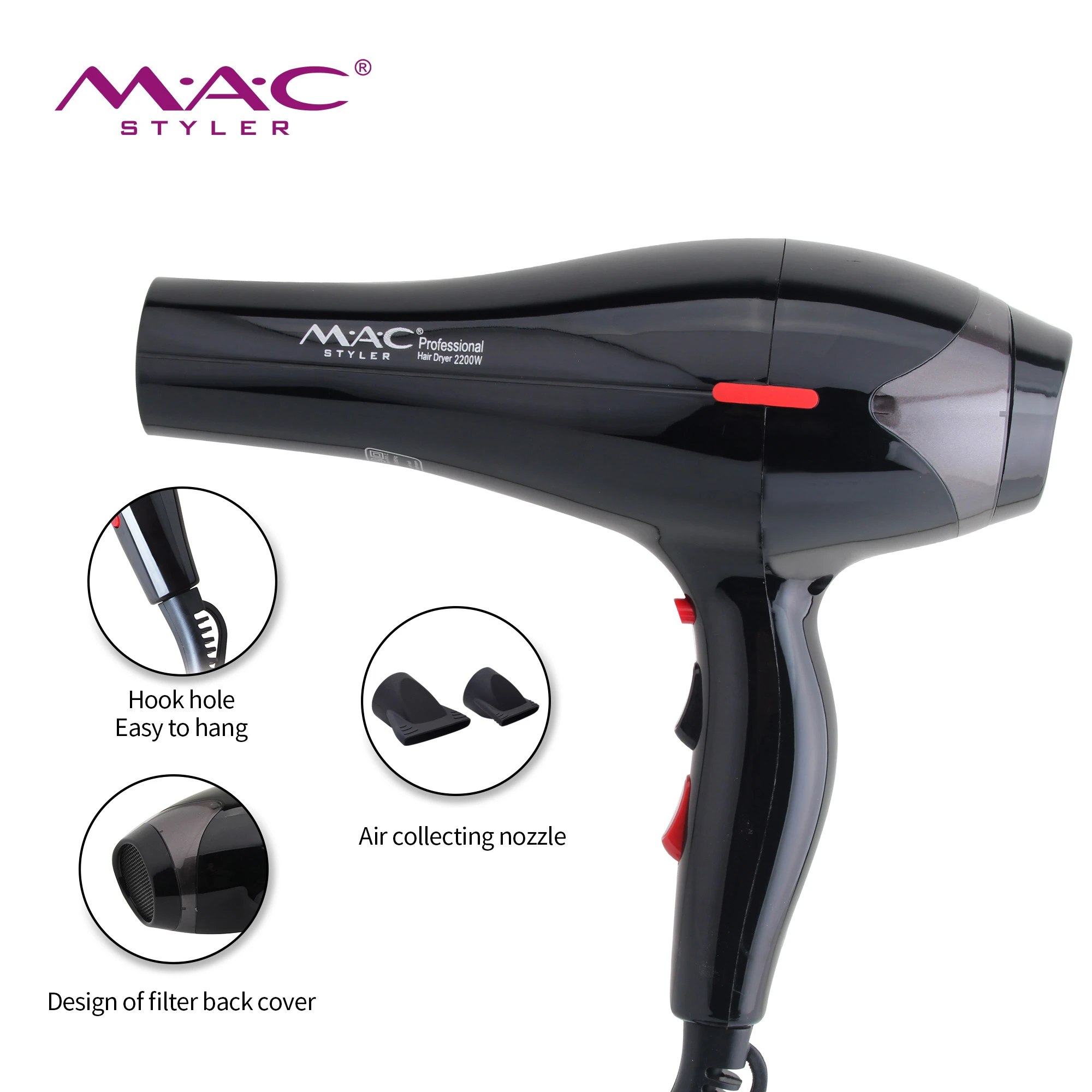 Professional OEM Private label High Quality Hair Dryer AC motor 2200W Wholesale Portable Blower Hair Hryer