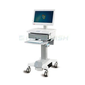 Professional supplier height adjustment abs movable mobile nursing hospital medical laptop trolley workstation computer cart