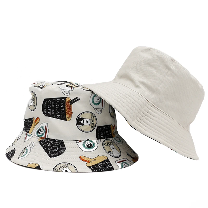 Promotional custom made fashion new design Double-sided fisherman hat womens bucket hat