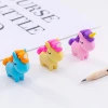 Promotional custom plastic kawaii cartoon unicorn pencil eraser for children