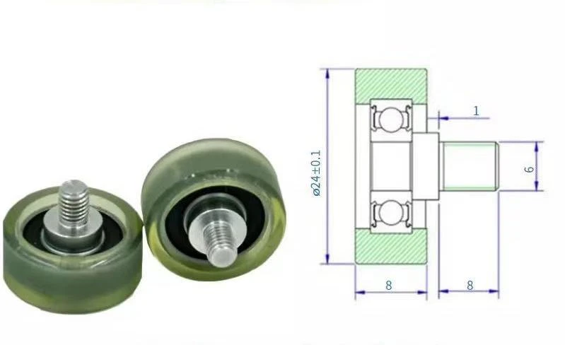 PU62624-8C1L8M6 manufacturer supply 626 special induction guide wheel pulley polyurethane rubber with screw coated bearing