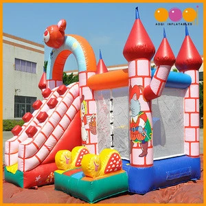 PVC outdoor playground inflatable castle with slide for sale