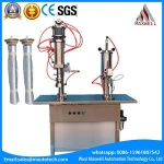 QGB-2Y Semi-auto can liquid gas filling valve crimp Aerosol bag on valve Filling Machine