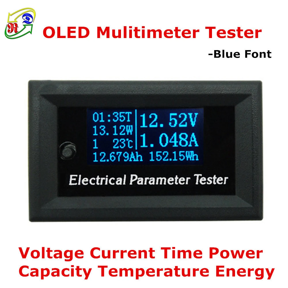 RD 7in1 OLED 33V3A Blue Font Voltage Current Time Temperature Electrical Ammeter multimeter tester Voltimetro digital