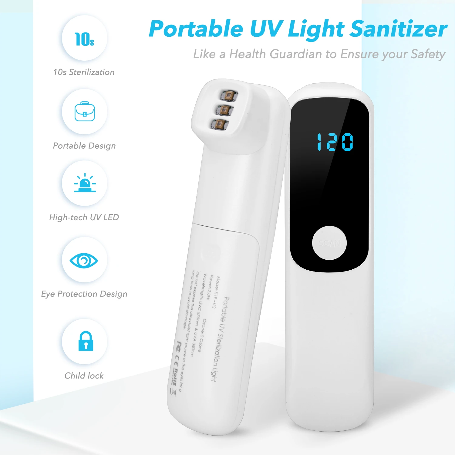 Ready to ship Hand - held uv sterilizer portable uv disinfection stick LED LIGHT