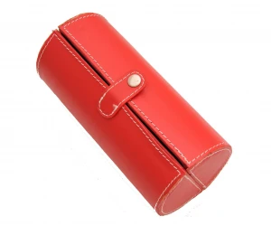 Red Cosmetic Brush Bag Cylinder Shape with Button