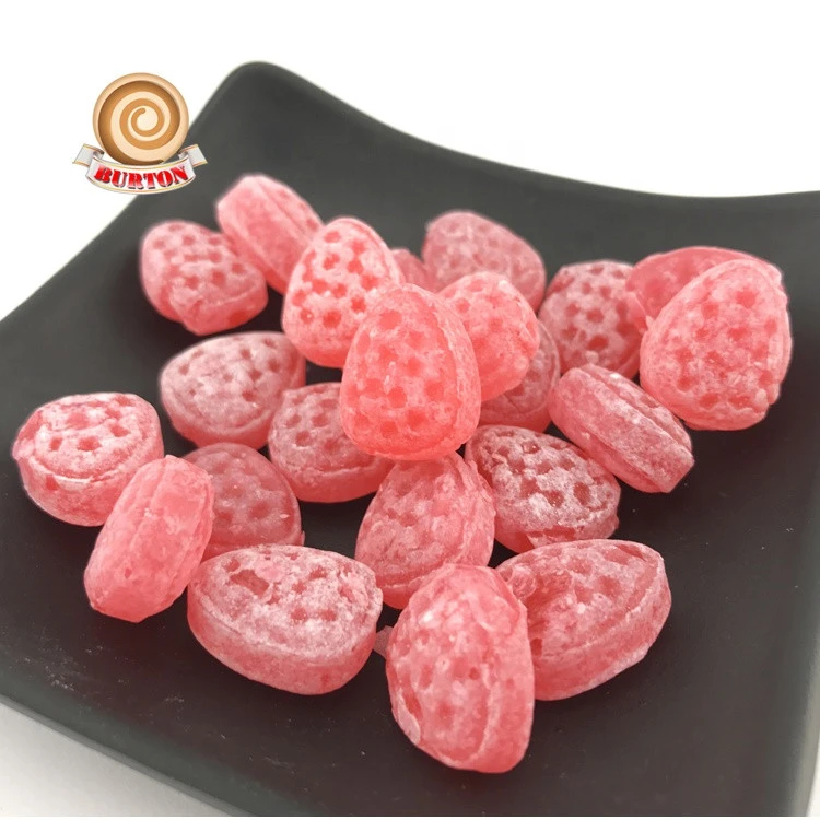Red strawberry sweets hard boiled candy