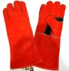 Red Welder Gloves Gauntlet, Cotton Fleece lined, Heat Resistant Thread Sewed