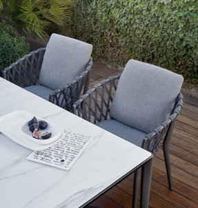 Rope woven aluminum frame outdoor modern dining chair