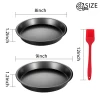 Round Pie Pan, 8/9 Inch Nonstick Bakeware Cake Pan Quiche Pan Tart Pie Plate Pizza Pan with a Silicone Brush,Dishwasher Safe