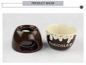 Round shape color ceramic useful cheese chocolate fondue for sale