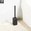 Rubber black square toilet brush holder Europe style stainless steel floor standing holder