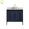 rubber wooden european furniture marble vanity set antique dark blue solid wood vanity italian waterproof  bathroom vanity