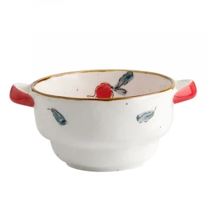 Salad Soup Ceramic Bowl Handle Gift Set Custom Sauce Noodle Ramen Rice Fruit Serving Bowl Set