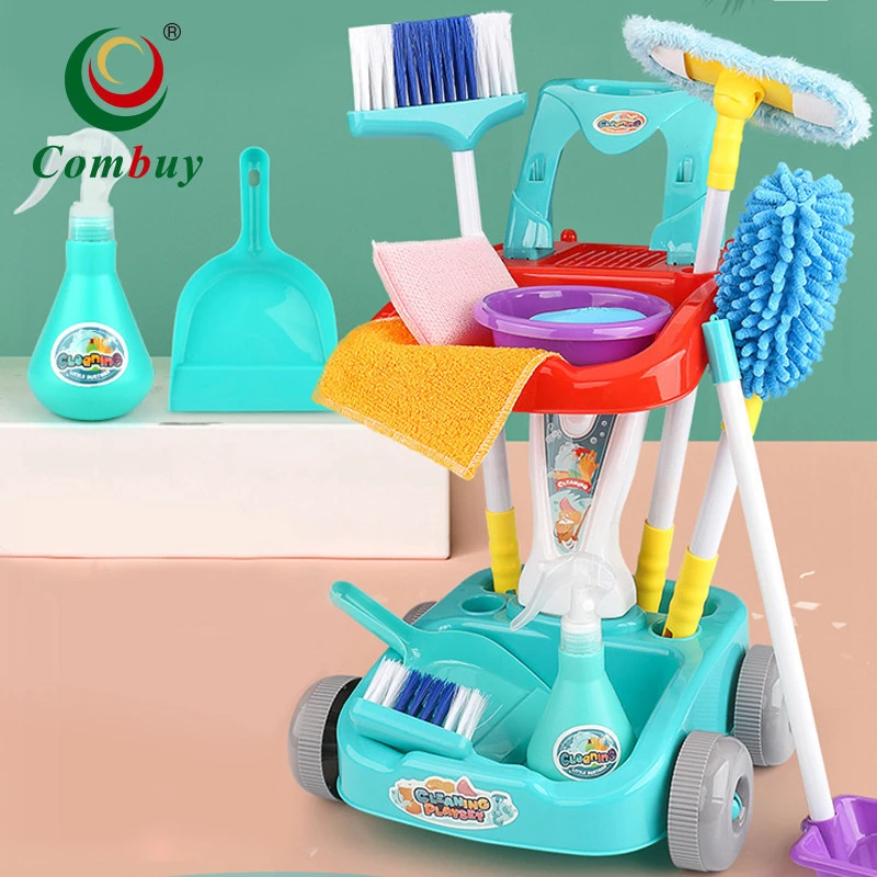 Sanitary children pretend play kids cart toy kids cleaning toy