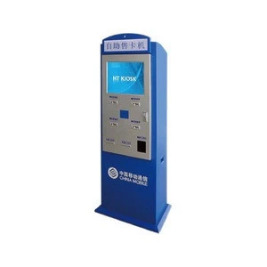 Self service ticket buying and collecting kiosk machine with cash and bank card reader for bus station subway airport