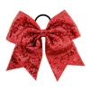 Sequin ribbon cheer leader hair bows with rubber band, School cheerleading bows