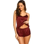 Sexy Strap Top Women Satin Silk Tank Tops V Neck Women Summer Sleeveless red mulberry silk Camisole