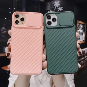 Slide camera lens protector phone case for iphone 11 pro luxury mobile phone bags matte frosted soft silicone full cover carcasa