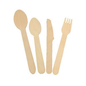 Small Size Biodegradable Disposable Wood Cutlery For Spoon Dinner Knife For Restaurant