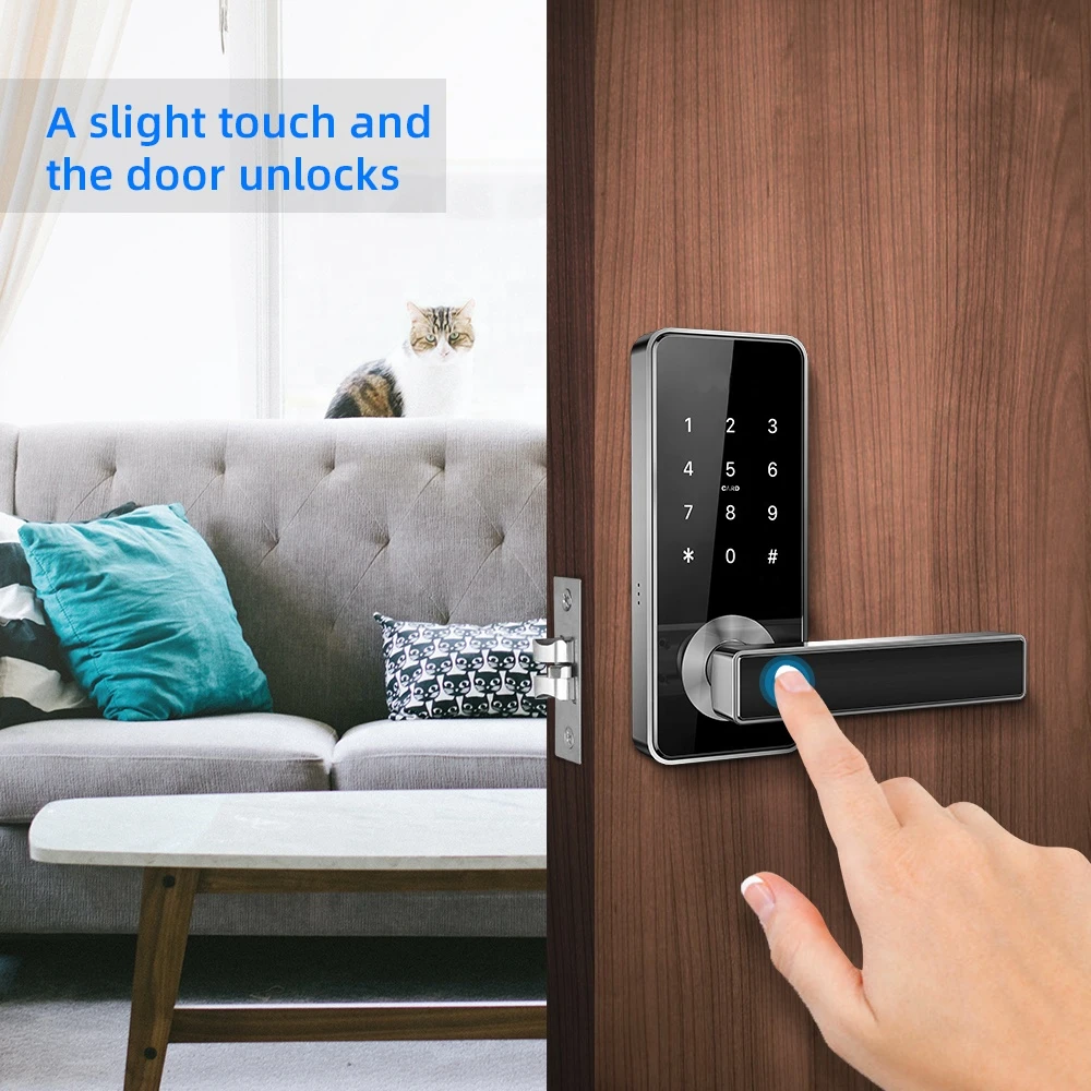 Smart Mobile WiFi Kepad Fingerprint Door lock European Standard Home Door Lock
