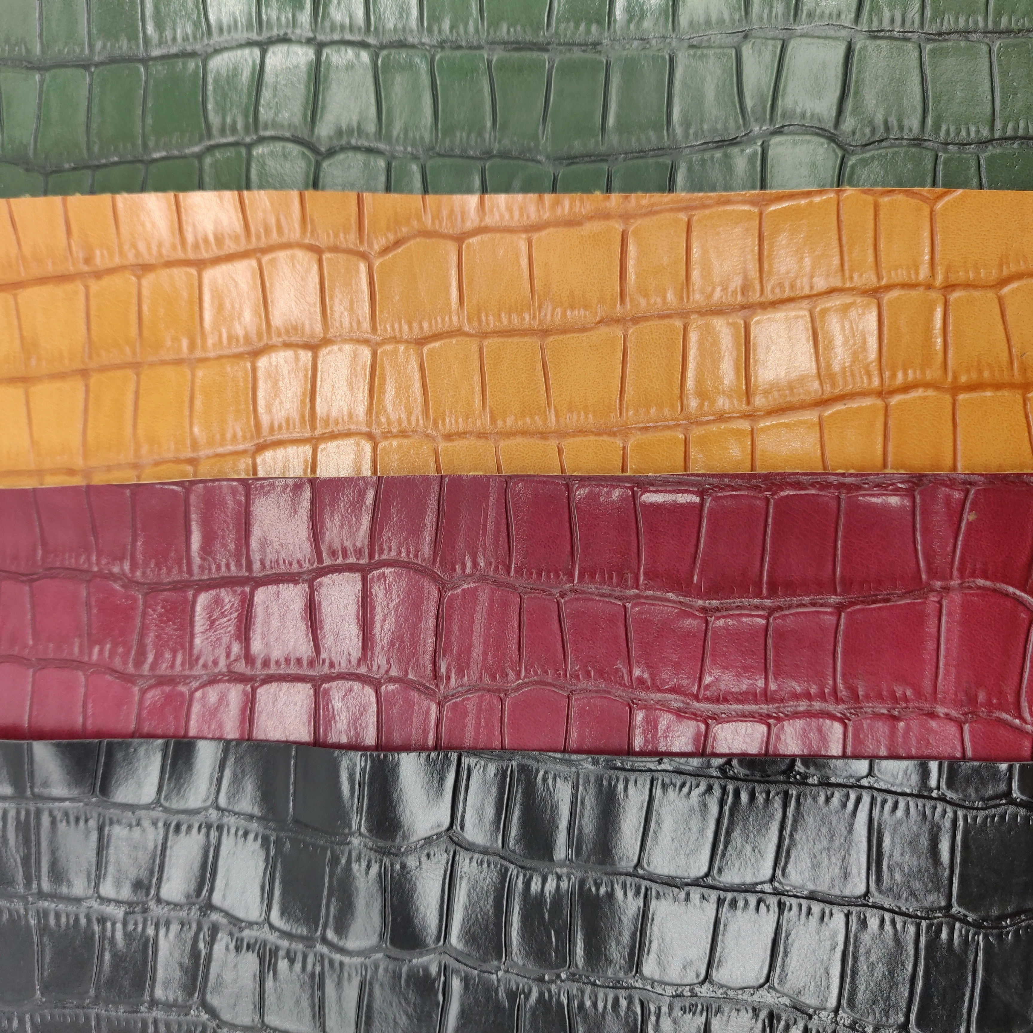Smooth handbag/shoe leather fabric crocodile pattern PU leather artificial leather animal skin