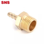 SNS BG Series pneumatic brass male thread reducing straight adapter connector air hose barbed tail pipe fitting