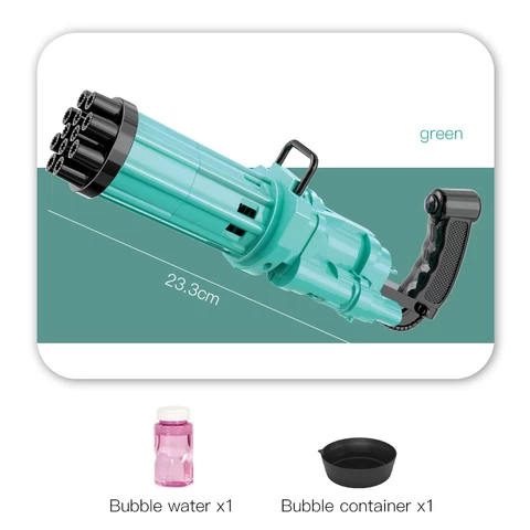 Soap Water 12 Holes Bubble Gatling Machine Gun Toys Summer Gift Kids Bubble Outdoor Electric Bubble Gun