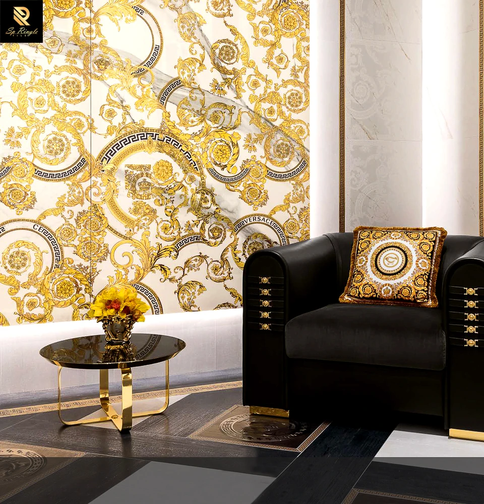 Sp Ringle 3d Wall  Bedroom Decorative  Luxury 60x120 Tile Golden Ceramic Decoration