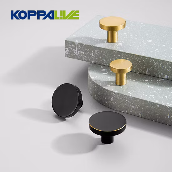 Koppalive Minimalist Gold Black Drawer Handle and Knob 30mm Antique Brushed Solid Brass Kitchen Cabinet Knobs for Furniture
