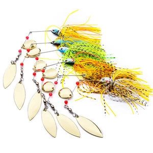 Spinnerbait Fishing Lure 15g Metal Lead Head Spinner Spoon Bait  Colorful Skirt Buzzbait with High Speed Willow Blades