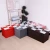 Import Square foldablestorage stool of living room splicing PU leather ottoman with button from China