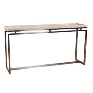 stainless steel base wooden top luxury entrance console table