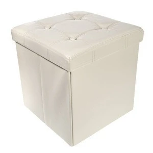storage ottoman leather collapsible seat footrest stool