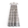 Summer Skirt Bohemian Elastic Waist Floral Print Maxi Hippie Cotton Fadal Skirts Women