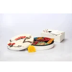 Tableware round lacquer wooden candy and cake box with lid for gift and decor