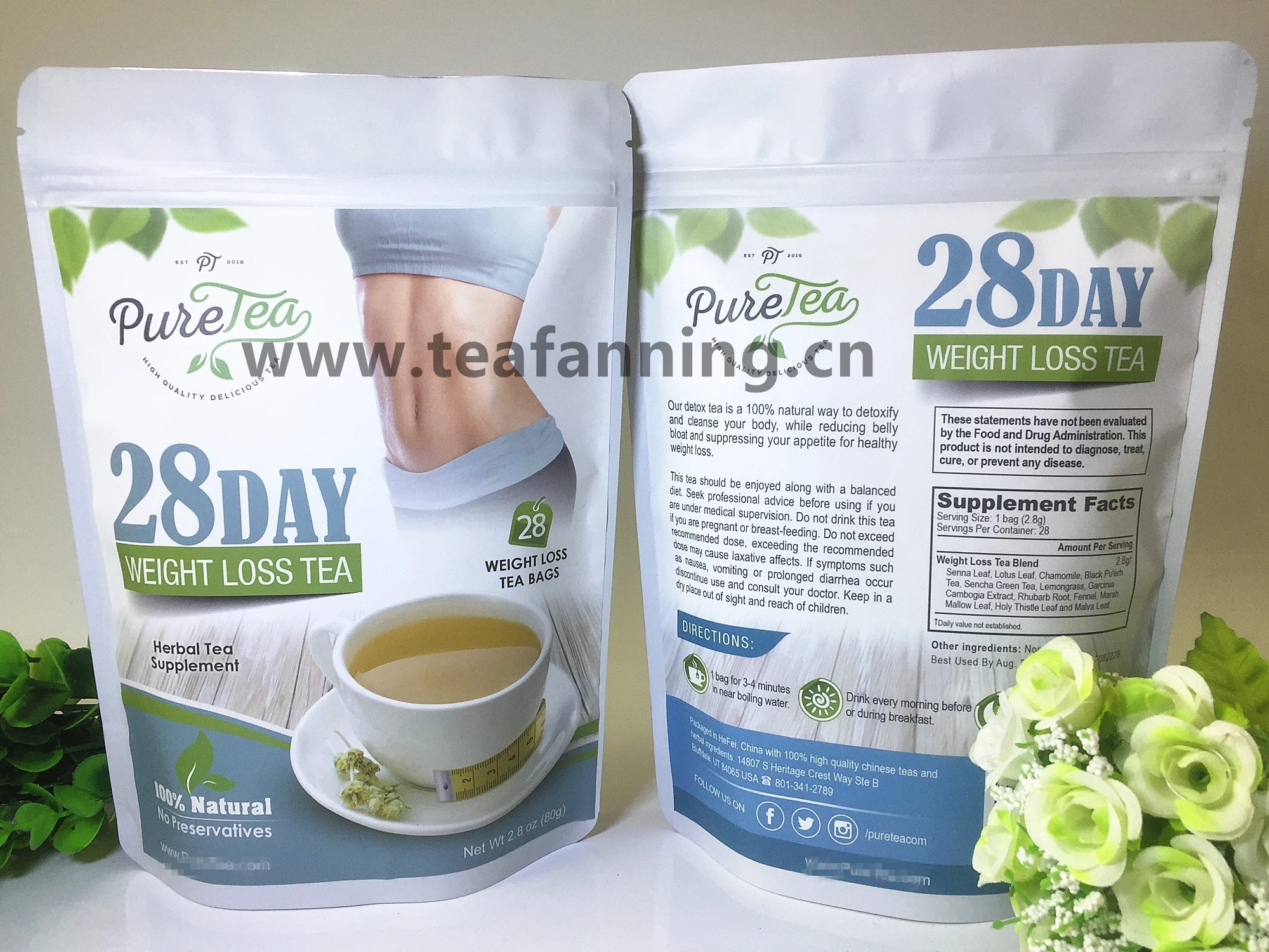 The 28 Day Lose Weight Teas with customized logo on