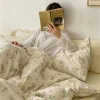 The ins retro pastoral floral cotton four piece student dormitory three piece cotton bedding bed sheet