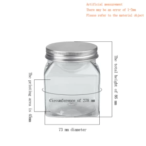 The manufacturer supplies 300ML transparent PET plastic bottle sealed in square