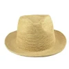 Top fashion ladies beach Madagascar raffia straw fedora hat summer sun raffia straw hat