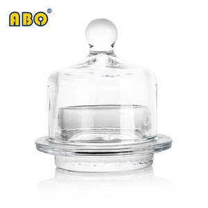 top quality round unbreakable glass plate dessert butter  dish bowl  with cover