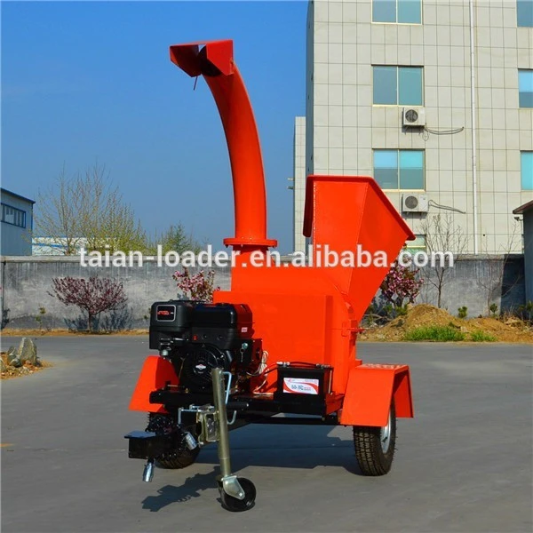 trailer mounted small wood chipper with petrol engine