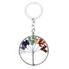 Tree of life Crystals Healing Stones Keychain Gravel Gemstone Key Chain