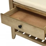 TREXM Shoe Rack with Cushioned Seat and Drawers Multipurpose Entryway Storage Bench Gray Wash